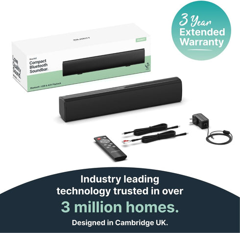 Majority Bowfell White 15 Inch Soundbar for TV, Bluetooth 50 Watts Home Audio Speaker, Small PC Soundbar | AUX, RCA,