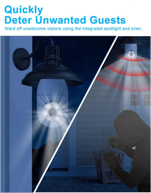 Security Camera Wireless Outdoor, 2K HD Home Security Cameras, 2.4G WIFI, 360° View, Motion Detection, Night Vision