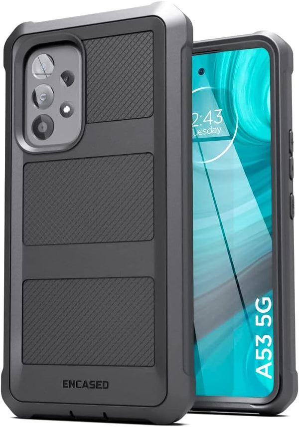 ENCASED Falcon Armor Case for Samsung Galaxy A53 5G, Built-in Screen Protector (Black)