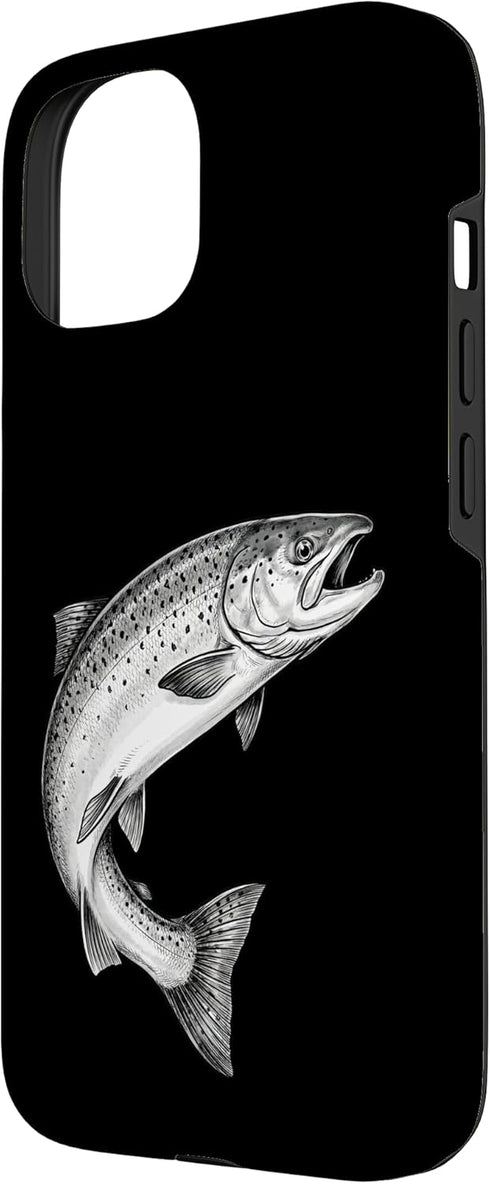 Salmon Fish Angler Fisherman Art 15 Vintage Salmon Fish Fishing Fisherman Angler Black and White Case for iPhone