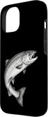 Salmon Fish Angler Fisherman Art 15 Vintage Salmon Fish Fishing Fisherman Angler Black and White Case for iPhone