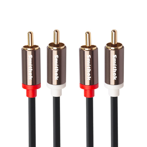 RCA Cables 2 Pack, Hi-Fi Sound, PVC Jacket, Shielded, 2-Male to 2-Male Audio Stereo Cable
