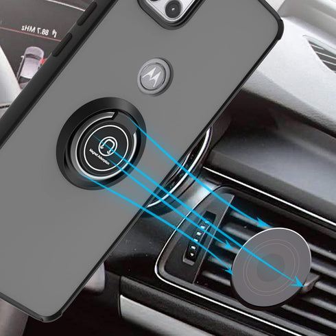 TJS Compatible with Motorola Moto One 5G Ace 2021 Case, Heavy Duty Protector Phone Case with Tempered Glass Screen