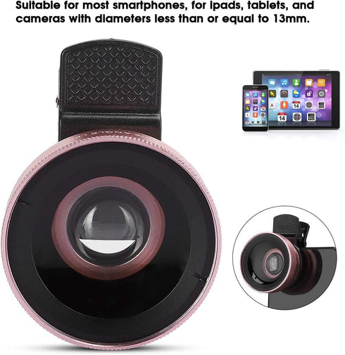 2 in 1 Phone Lens, 0.45X Super Wide Angle and Macro Clip On Lenses for Mobile Phones