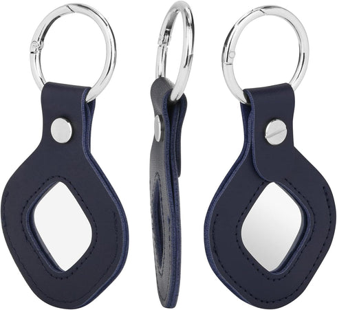 Holder Case for Tile Mate 2022 Tracker, Microfiber Leather Sleeve Case Protective Cover with Keychain Compatible with Tile Mate, 1 Pack (Dark Blue)
