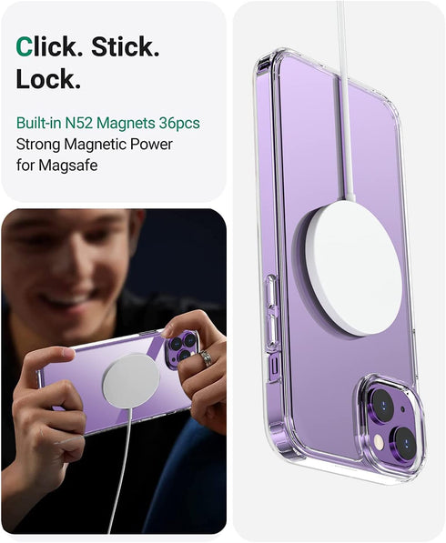 AICase Clear Case for iPhone 14 Pro with Screen Protector and MagSafe Ring/MagSafe Sticker, Transparent Slim Shockproof