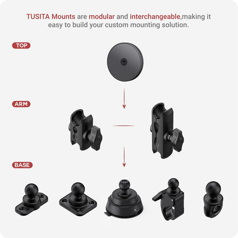 TUSITA 1" Ball Magnetic Car Phone Holder with Double Socket Arm Compatible with iPhone Magsafe, for Ram Mount B Size