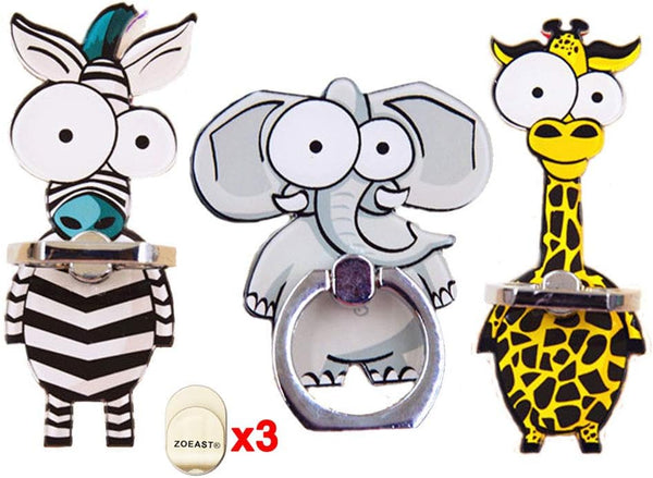 ZOSTLAND 3PCS Universal Phone Ring Holder, 360° Adjustable Finger Grip Stand for iPhone 15 14 13 12 MAX Plus (Big Eyes)