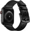 OUHENG Compatible with Apple Watch Band, Sweatproof Genuine Leather and Rubber Hybrid Band, Black