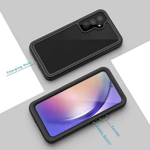 Lanhiem Samsung Galaxy A54 5G Case, IP68 Waterproof Dustproof, Rugged Full Body Shockproof Phone Cover, Black