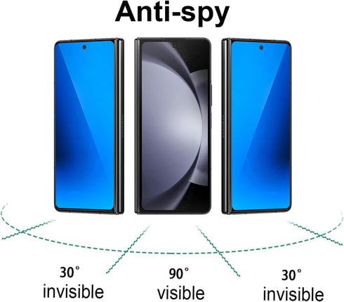 Anti-Blue Privacy Tempered Glass For Samsung Galaxy Z Fold 5 Mirror Anti-Spy Anti-Peeping Screen Protector Front+Back Film Electroplated Blue