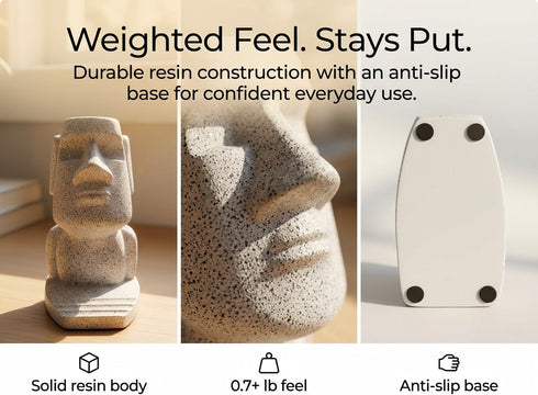 LebriQ 2-in-One Glasses Holder for Nightstand, Moai Phone Stand for Desk and Glasses Holder, Resin Organizer