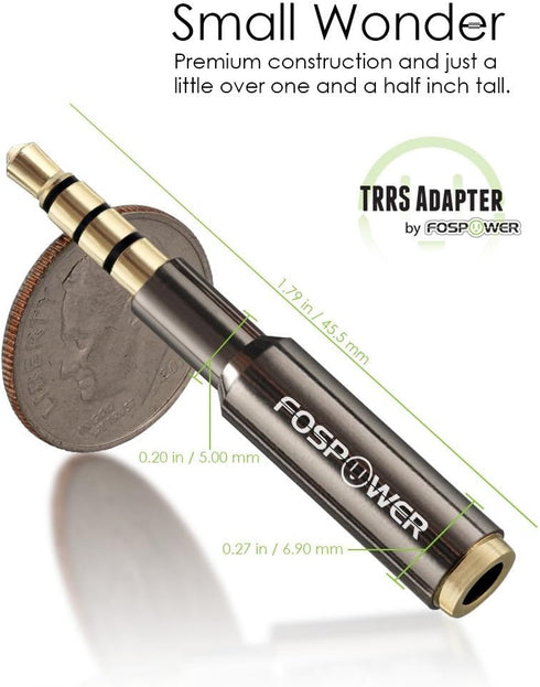 FosPower 3.5mm Male to Female Auxiliary Stereo Audio Headphone Jack AUX Adapter [4-Conductor TRRS | 24K Gold Plated