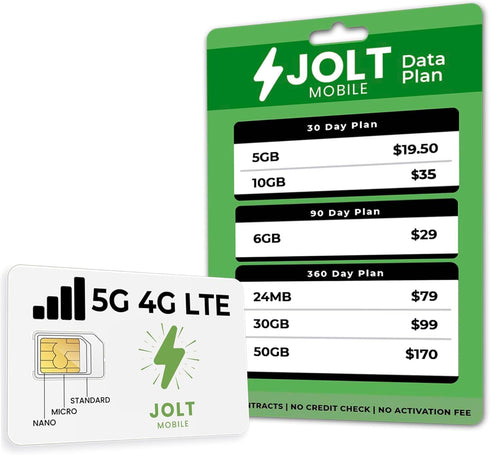 Jolt Mobile 3 1 (1 30 Starter kit - Data SIM Card for Camera, GPS trackers, Routers, Tablet & IoT Devices - in Sim Kit