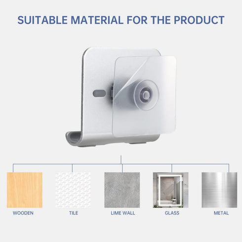 2 PCS Portable Shower Phone Holder, Wall Mount for Smooth Surfaces, Adjustable Stand with Adhesive Pads for Bathroom