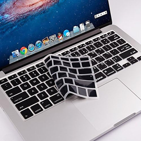 XSKN Hebrew Israel Language Black Silicone Keyboard Skin for 2015 and Earlier MacBook Air 13, Pro 13 15 17 inch