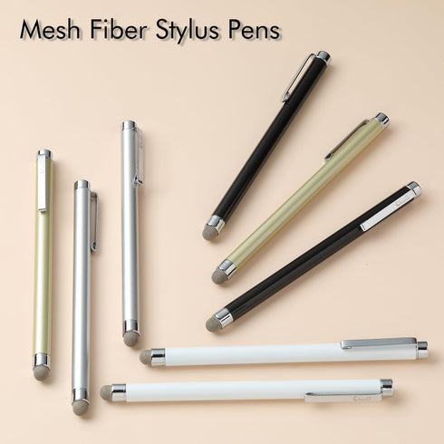 Stylus Pens for Touch Screens, 8 Pcs Mesh Fiber Capacitive Stylus with 8 Replaceable Mesh Tips and 8 Replaceable Rubber Tips (Silver, Black, White, Champagne) by ChaoQ