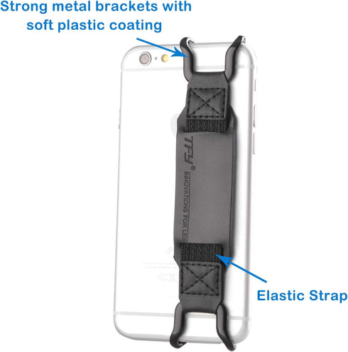 TFY Security Hand Strap with Leather Belt Holder Stand for iPhone 16 Pro Max / 15 Plus / 14 Pro / 13 / 12 / Xs/XR/SE /
