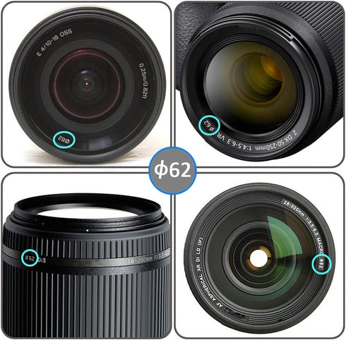 62mm Snap-On Lens Cap for Nikon Nikkor Z 50-250mm/85mm F1.8D/105mm F2.8G 60mm F2.8 Lens for Z50, Sony RX10 CX900E