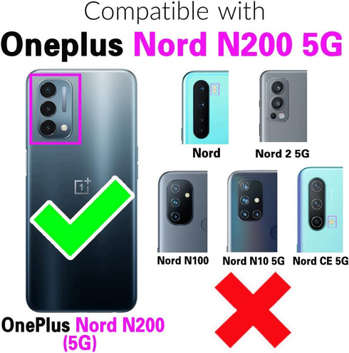 Asuwish Phone Case for OnePlus Nord N200 5G, Wallet Cover with Tempered Glass Screen Protector, Flip Card Holder