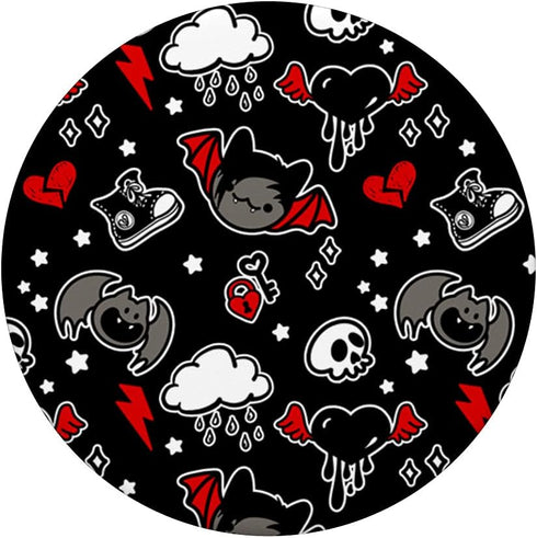 Emo Bat Scene Kid Halloween Chibi Skull Broken Heart PopSockets Swappable PopGrip