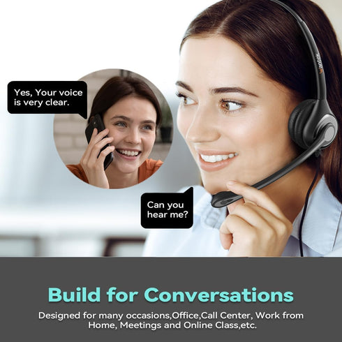 Headset Headset Headset Wantek wtih Mic, USB with Microphone for PC, Computer with Noise Canceling Microphone with Mute
