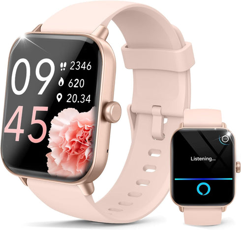 Smart Watch for Women, Android & iPhone, Alexa Built-in, IP68 Waterproof Fitness Watch, Bluetooth Call, Heart