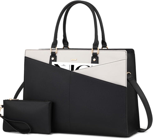 LOVEVOOK Laptop Tote Bag for Women, Waterproof Leather Business Office Work Bag Computer