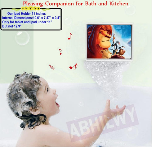 Shower Tablet Holder Waterproof, Wall Mounted Bathroom Case with Rotation and Anti-Fog Screen for 11 inches (Black)