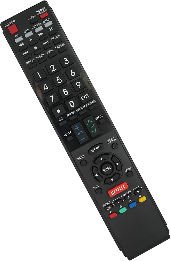 Replacement Remote Control for Sharp LC-60LE632U, LC-46LE835, LC46LE830U Smart 3D AQUOS LCD LED HDTV