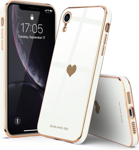 Teageo Compatible with iPhone Xr Case for Women Girl, Cute Love-Heart Luxury Bling Soft Back Cover for iPhone Xr