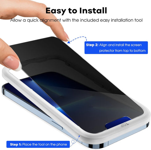 JETech 2-Pack Privacy Screen Protector for iPhone 13 Pro Max 6.7" with Camera Lens Protector, Anti-Spy Tempered Glass.