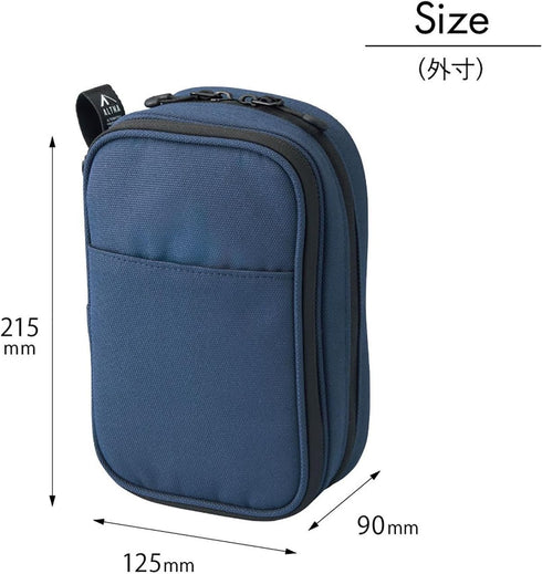 5 3.6 8.5, (A7765-11) LIHIT LAB Gadget Pouch, Double, x x Navy Blue