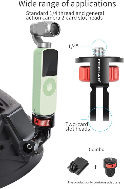 FEICHAO Universal Camera Mount Adapter, 360 Degree Swivel 1/4" Screw Converter for Gopro Hero 10 9 8 7, Insta360