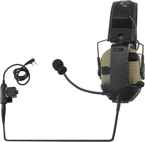 Microphone & PTT for Walker's Razor Noise Cancelling Headphones, Airsoft (Black)