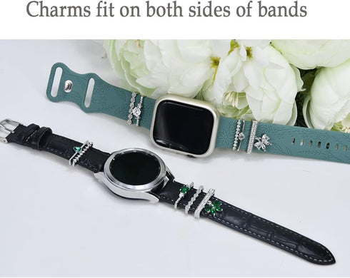 Watch Band Charms Decorative Rings Loops Compatible with Apple Silicone Watch Bands for Women 49mm 45mm 44mm 42mm 41mm