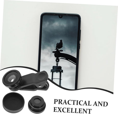 Angoily 1set Phone Camera Lens Kit Macro Wide Angle Fisheye Lenses and Attachments for Smartphones Lightweight Portable