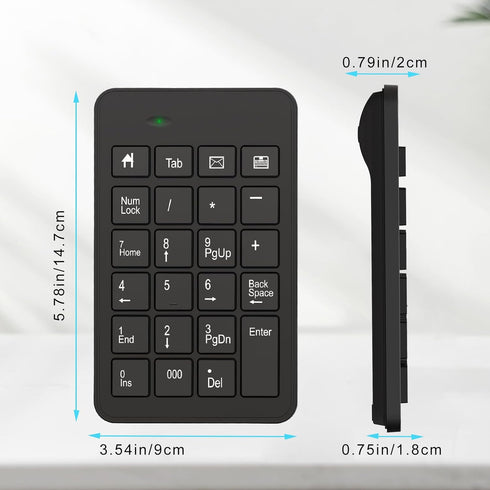Wireless Number Pad with Battery, 23 Keys Numeric Keypad for Laptop, PC, Notebook, Desktop, Surface Pro
