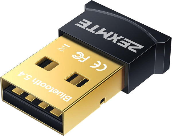 ZEXMTE USB Bluetooth Adapter for PC, 5.4 Bluetooth Dongle, Long Range Transmitter & Receiver for Desktop and Laptop