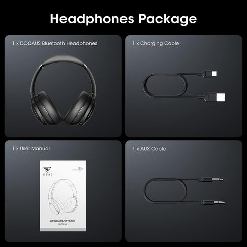 DOQAUS Upgraded Bluetooth Headphones Over Ear, 90H Playtime, Bluetooth 5.3 Wireless Headphones with 3 EQ Modes and HiFi