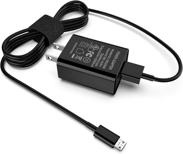 Fire UL Listed 2A Fast Charger with 6.6Ft Micro-USB Cable for All-New HD 8, 10 Plus, Kids Pro, HDX 7” & 8.9” Tablets.