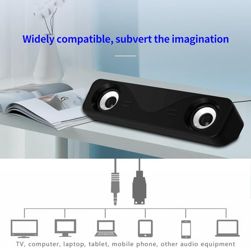 Portable Mini Sound Bar, USB Powered Desktop Computer Speakers for Gaming Laptop