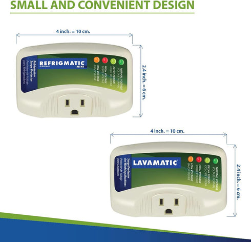 Two Electronic Voltage & Surge Protector Combo, Protect Refrigerator & Washing Machine from Voltage Spikes