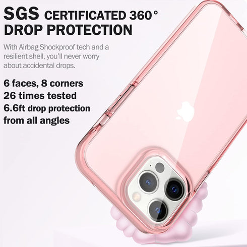ArtsEvo Designed for iPhone 14 Pro Max Case, 6.6ft Drop Protection, Full Body Screen Camera Protective Phone Case, Pink