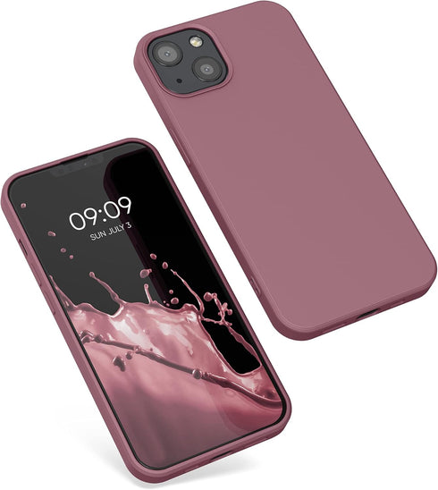kwmobile Case for Apple iPhone 13, Slim Protective TPU Silicone Cover in Dark Rose
