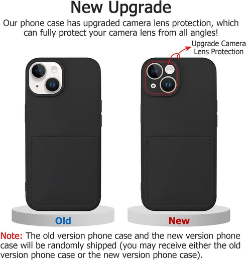 for iPhone 15 Case with Card Holder Soft Liquid Silicone Credit Card ID Slot, Full Camera Scratchproof Shockproof Protective Cover iPhone 15 Wallet Case for Women Men Black
