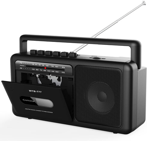 WIITHINK WTB-777 Portable Cassette Player Boombox, AM/FM Radio Stereo with Bluetooth, USB, Recorder,