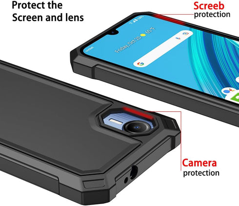 Cricket Debut S2 Case with Tempered Glass Screen Protector, 360 Full-Body Soft TPU Bumper Shockproof Cover