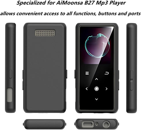 Fotosuncy B27 Mp3 for AiMoonsa Player Case, Anti-Slip and Shockproof, Lightweight Flexible Matte Protective Cover Black