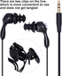 PUSOKEI Short Cord Waterproof Headphone, IP68 Waterproof Earplugs Suitable for Swimming, Surfing, Running (Black)